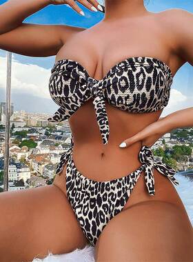 chest bikini women fabric print fashionable for leopard