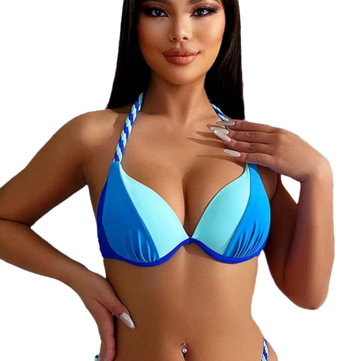 Braided bikini pure color combination
