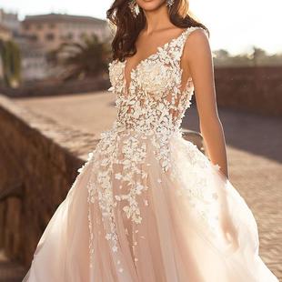 Long Sleeveless Lace Womens Neck Dress Embroidered Deep