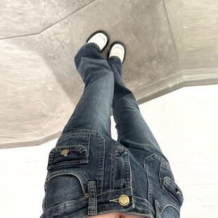 vintage denim trousers high girls waist grunge pants fit