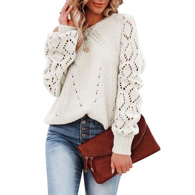 women for sweater neck round pattern hollow women for tops