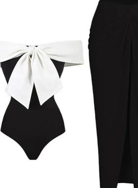 Sexy Fashion Solid Color Bowknot Flat-chested One-piece