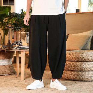 Wide and Size Linen Mens Leg Cotton Pants Harem Casual