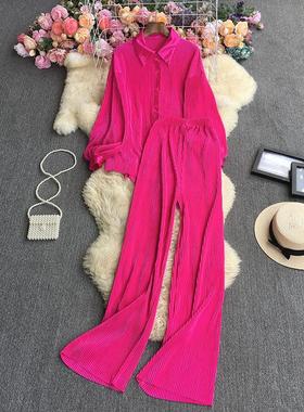 weight suit trousers elastic shirt pleated loose color