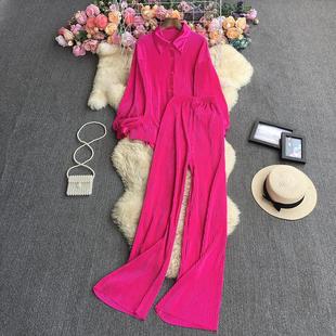 weight suit trousers elastic shirt pleated loose color