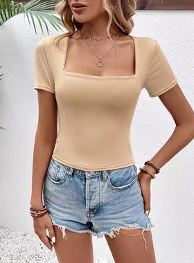 cross border hot one line neck womens outgoing slim fit