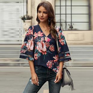 neck women shirt womens pullover loose three quarter