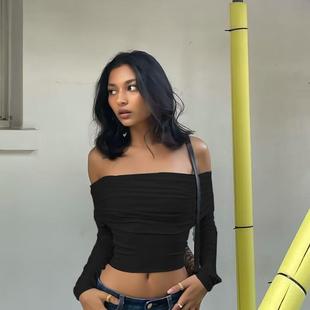 elegant shirts female summer ruched sexy mesh crop autumn