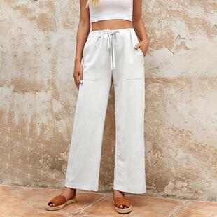 work trousers women black straight loose slim female waist