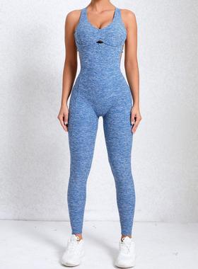 pleated one-piece hollow trousers jumpsuit back sports suit