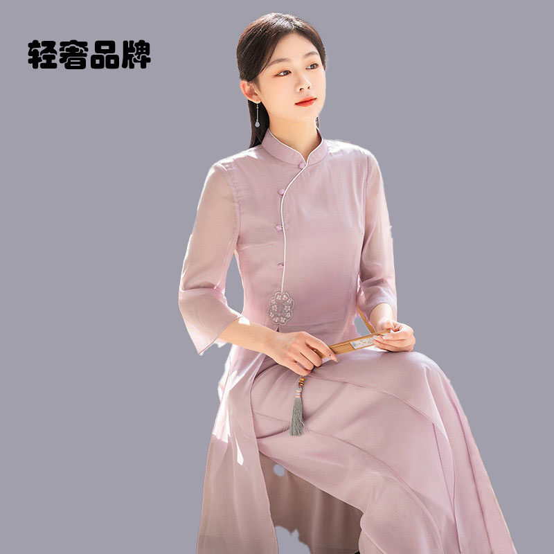 朗姿约定改良汉服女国风套装新中式女装盘扣上衣禅服旗袍连衣裙