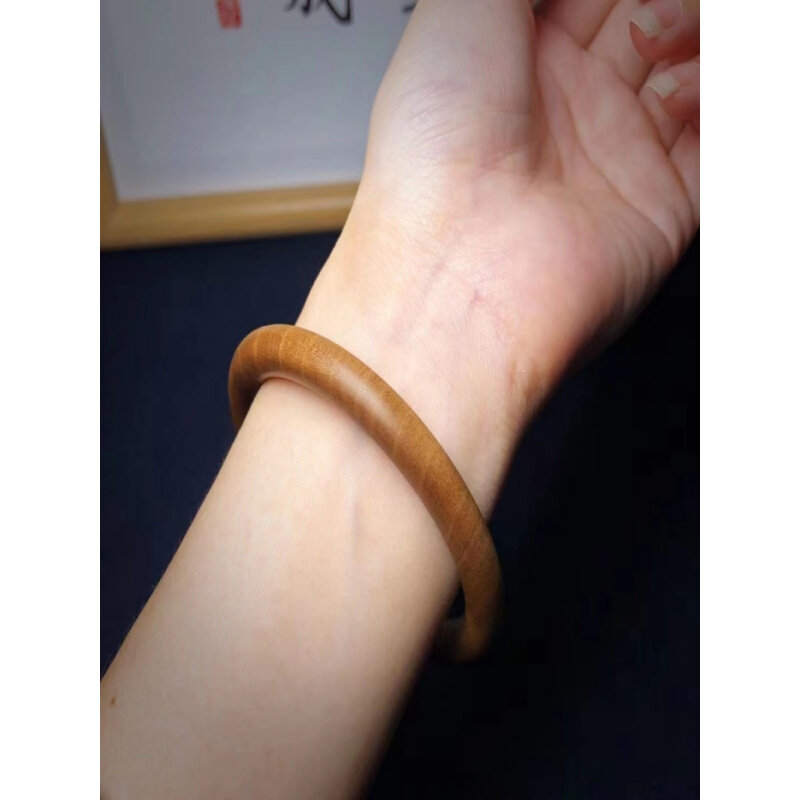 天然印度老山檀香手镯女圆条镯子老料檀香木贵妃镯送妈妈女友礼物