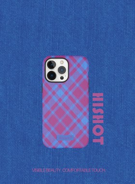 Hishot | 【牛仔格】圆边韩国菲林二合一苹果iphone14/13proMax 全包简约防摔时尚情侣秋冬手感好韩系 保护壳