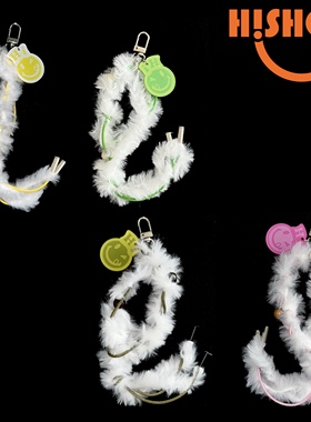 Hishot毛绒笑脸系列原创设计毛绒手机挂绳可爱少女编织手机链挂件