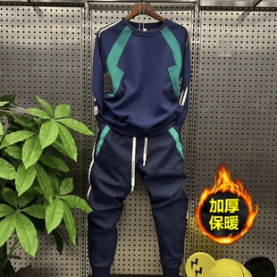 休闲运动套装 男士 时尚 拼接卫衣长裤 2024秋季 两件套潮流男装 新款