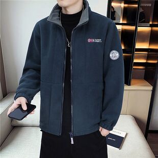 出口挪威加厚新款双面摇粒绒秋冬外套立领保暖夹克男士休闲绒衣