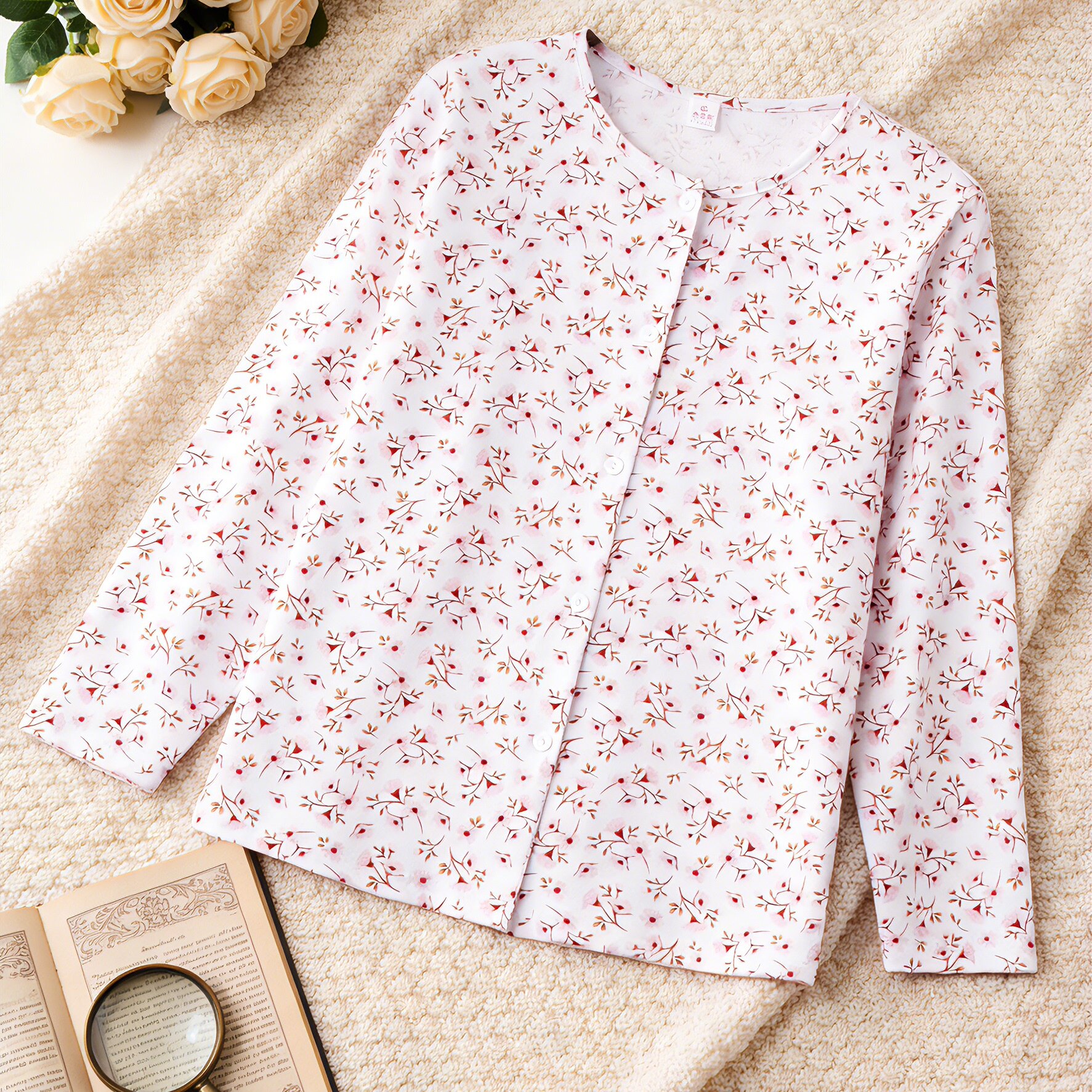 中老年纯棉开衫女睡衣奶奶长袖家居服妈妈春夏季衣服老人薄款上衣