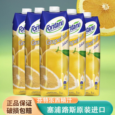 芬特乐西柚汁塞浦路斯进口果汁1L大瓶Fontana芳塔娜果味饮料