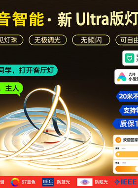 已接入米家APP智能cob灯带双色温语音无极调光客厅双眼皮线形灯顶