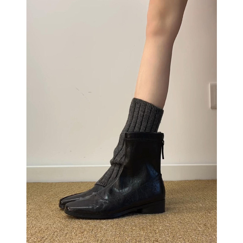 气质方头低跟瘦瘦靴女2026秋冬新款复古通勤百搭后拉链短靴马丁靴,女鞋,弹力靴/袜靴,淘宝优惠券,粉丝福利购,淘宝优惠卷