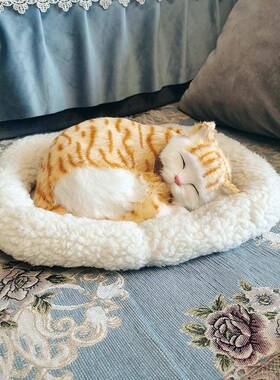 会呼吸的猫仿真猫模型摆件毛绒睡狗家居装饰品摆件摄影道具工艺品