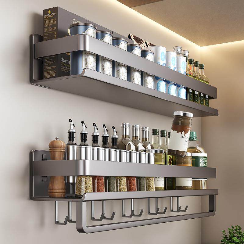 新款壁挂式多功能整理收纳架浴室置物架免打孔卫浴用品碳钢置物架