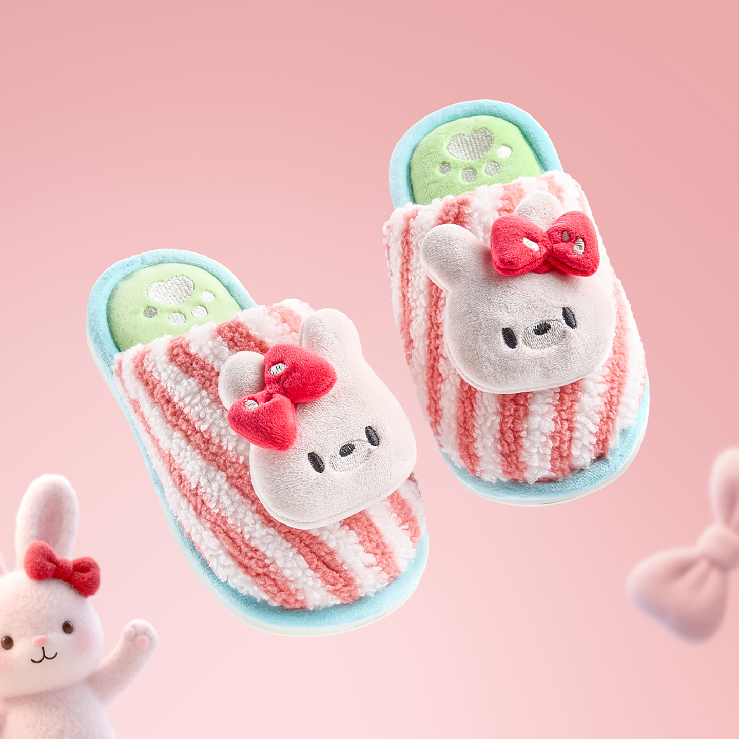 儿童棉拖鞋女童秋冬季可爱小兔子