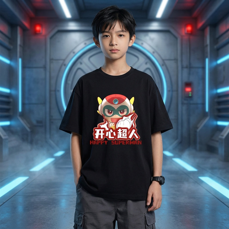 开心超人T恤男童印花儿童衣服短袖粗心超人夏季2026新款宽松纯棉