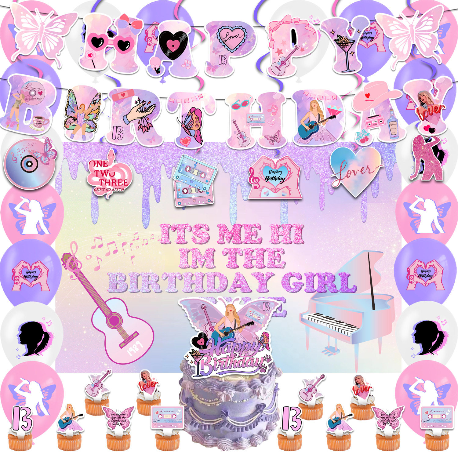 歌手泰勒斯威夫特生日派对装饰霉霉Taylor拉旗蛋糕插气球背景布置,节庆用品/礼品,节日装扮用品,淘宝优惠券,粉丝福利购,淘宝优惠卷