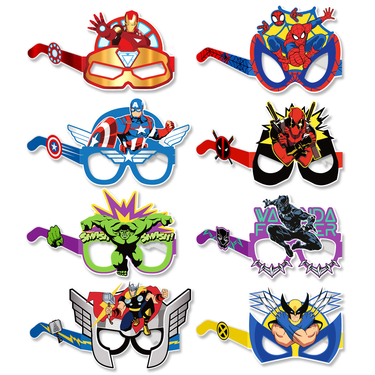 超级英雄主题儿童生日派对布置拍照道具搞怪眼镜漫威联盟纸质眼镜