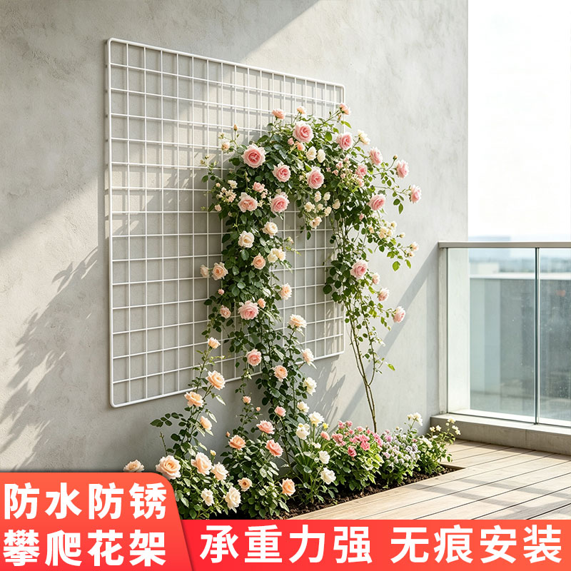白色铁丝网网格片植物绿植蔷薇丝瓜爬藤网架子月季铁线莲攀爬网架