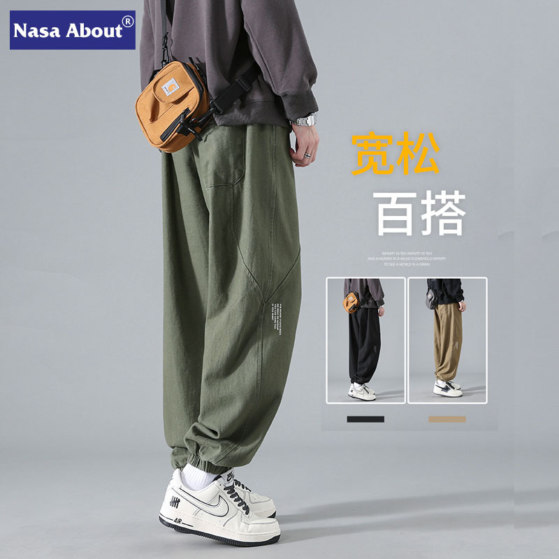 HYSENNASA工装裤子男款春秋美式束脚纯棉运动裤男生潮男士休闲