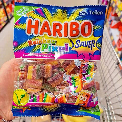 进口酸甜糖果零食哈瑞宝haribo像素马赛克积木软糖酸味小熊橡皮糖