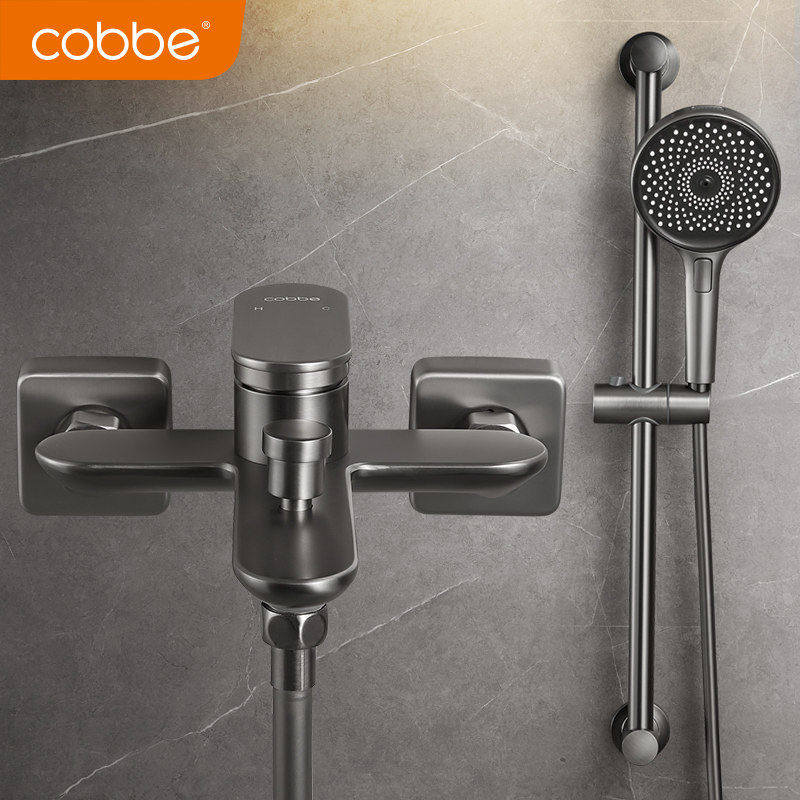 卡贝枪灰简易花洒套装卫生间家用淋浴器淋雨沐浴龙头无顶喷头增压