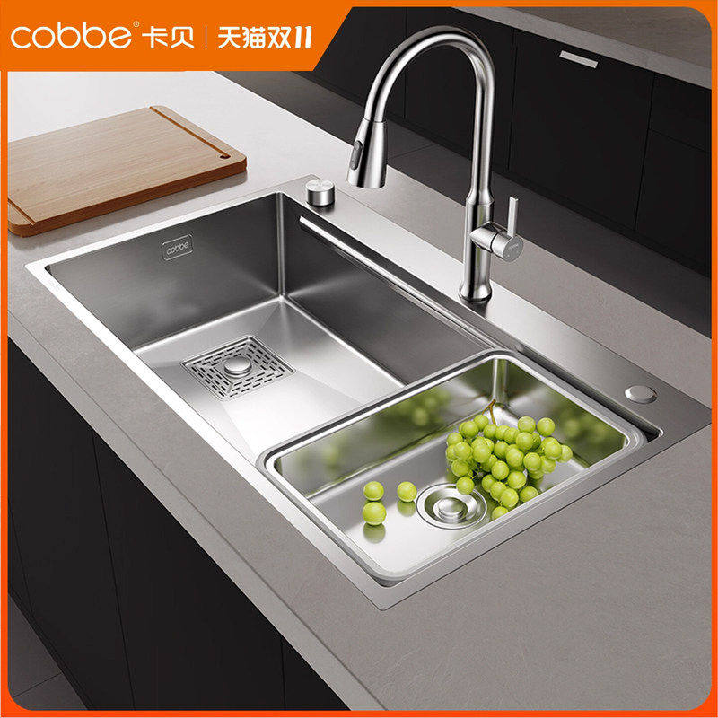 卡贝洗菜盆单槽不锈钢304厨房水槽大单槽台下盆加厚洗碗槽洗菜池