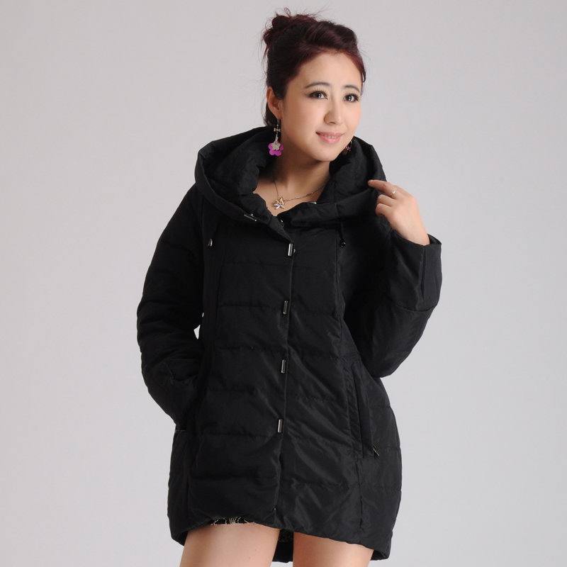 阿雪大码羽绒服女 中老年连帽一手长双面穿冬季羽绒服外套6216