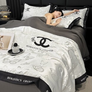 德国进口小香风夏凉天丝空调被机洗凉感寝具四件套高级感夏凉被