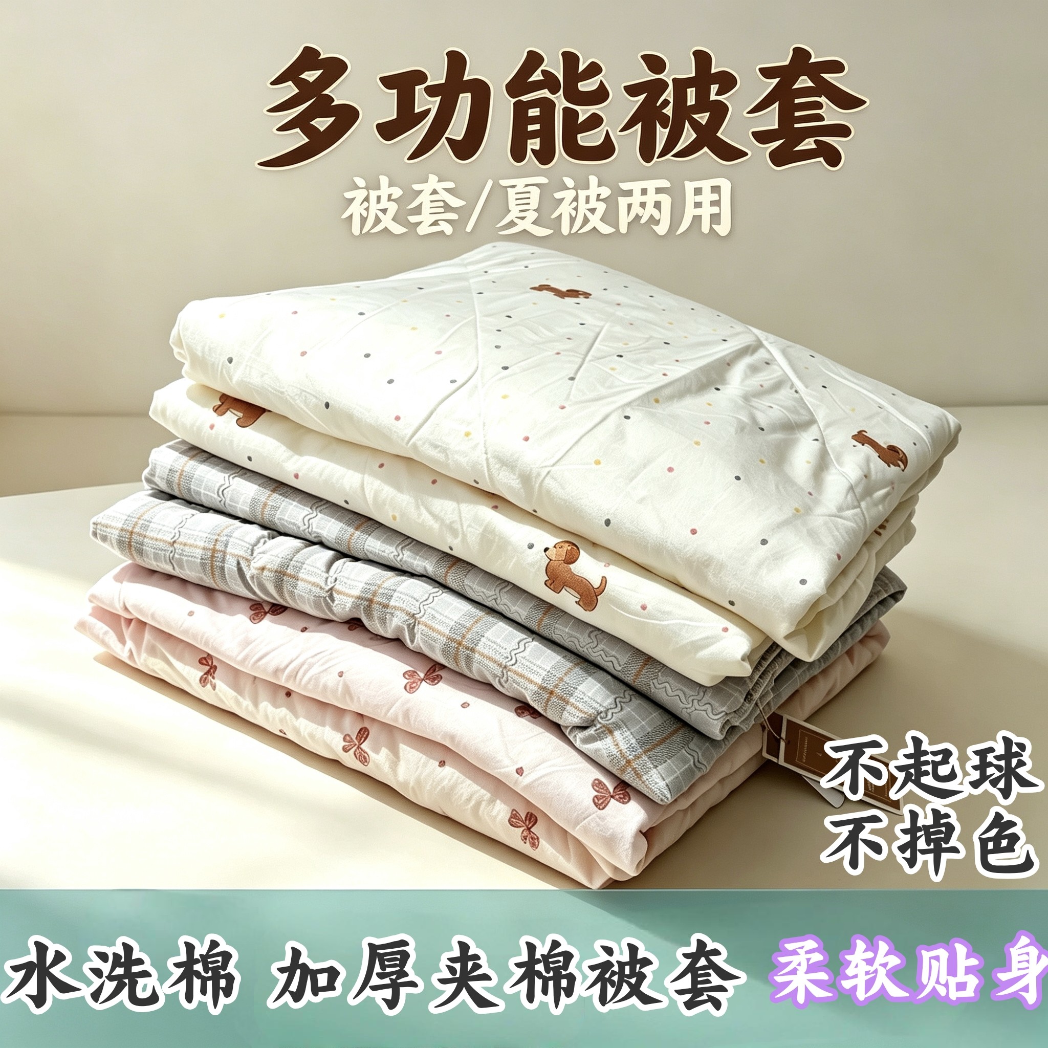 新款加厚夹棉被套单件多功能被家用单双人空调被夏凉被冬夏两用被