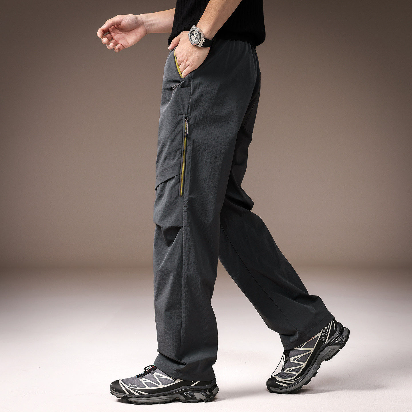 高端美式户外机能冲锋裤男春夏新款工装休闲速干运动拉链直筒长裤