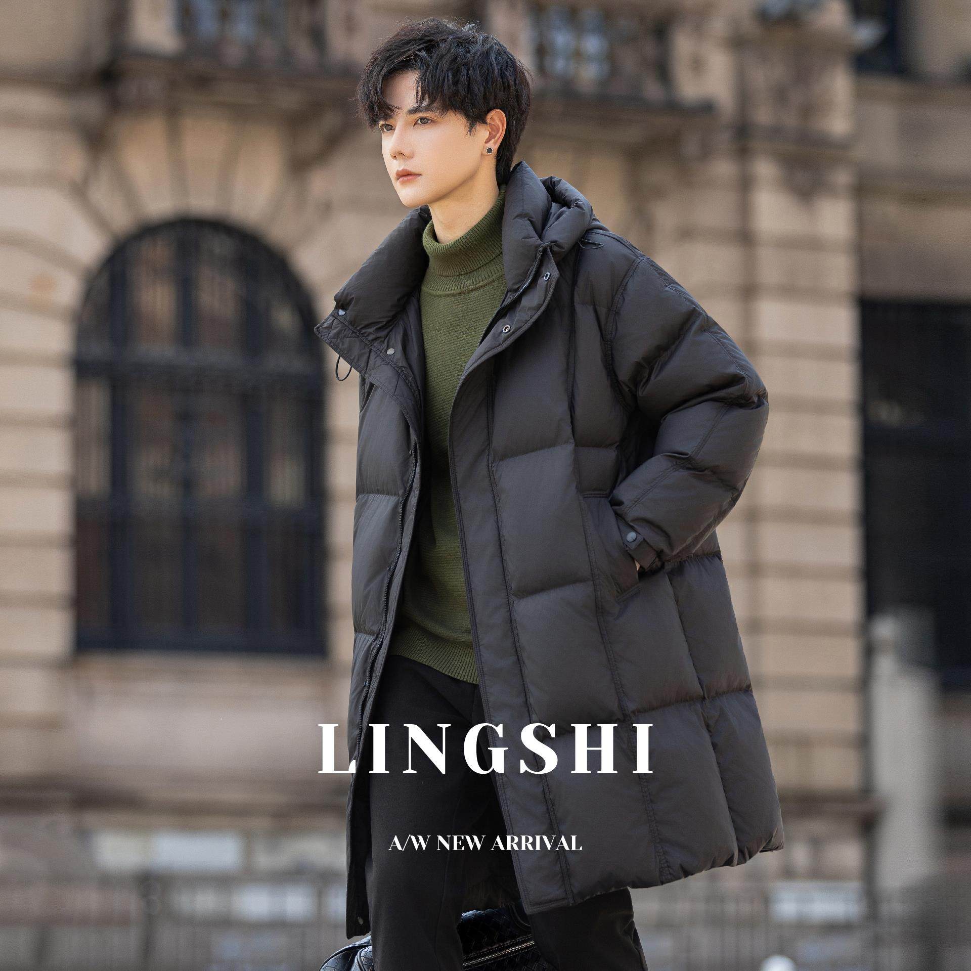 高充绒量羽绒服男士中长款冬季加厚2025新款面包男生外套青少年