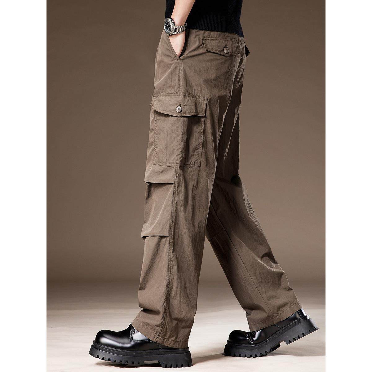 高端美式速干男士工装裤宽松直筒秋季新款户外冲锋潮牌伞兵休闲裤