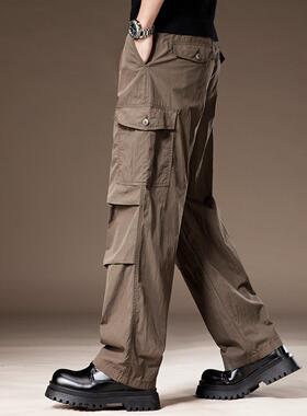 高端美式速干男士工装裤宽松直筒秋季新款户外冲锋潮牌伞兵休闲裤