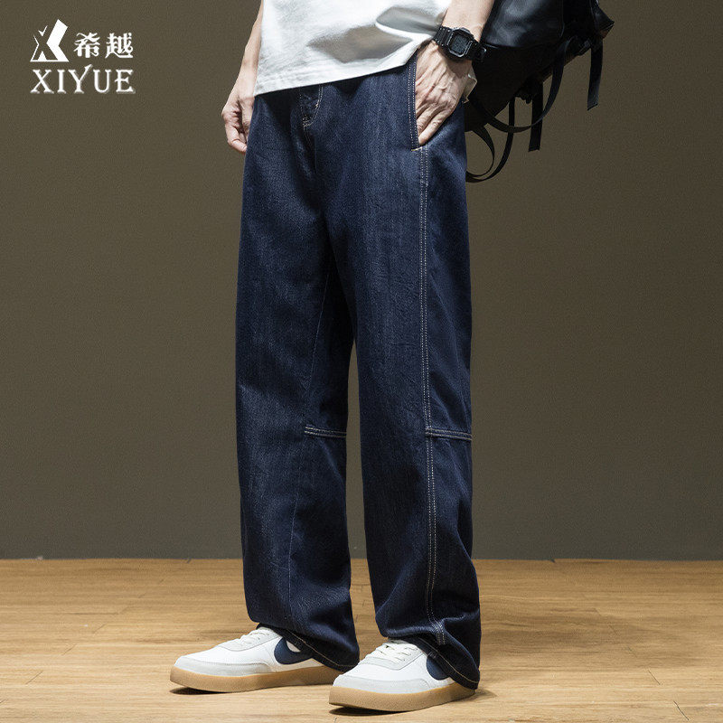 莱赛尔不掉色原色牛仔裤春秋男士直筒2025春款大码美式休闲裤子男