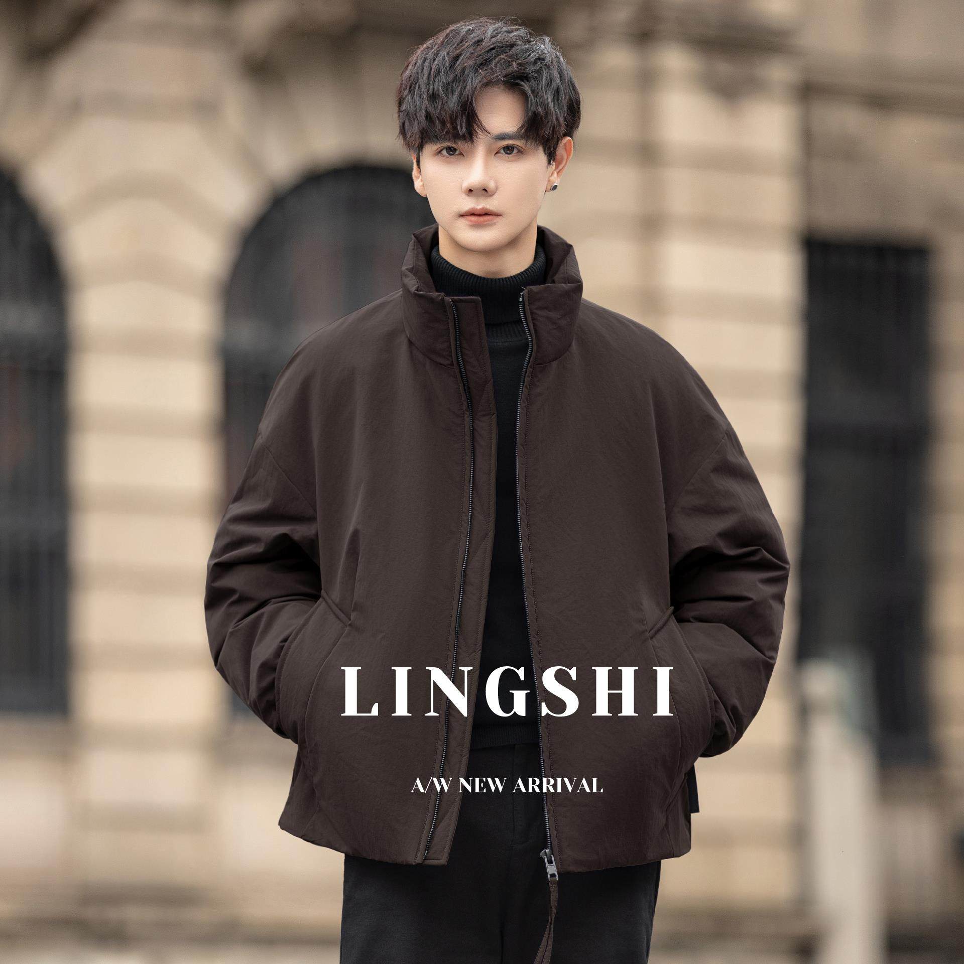 男士立领轻薄羽绒服短款2025爆款新款潮牌外套青少年棉衣冬季加厚