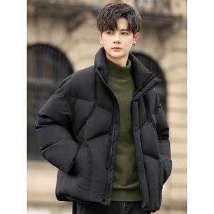 90绒子25新款轻薄羽绒服男士冬季短款加厚排骨面包服高充绒量外套