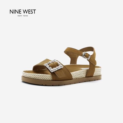 NineWest/玖熙一字带编织凉鞋