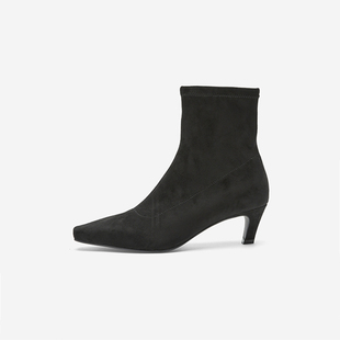 高跟弹力靴女小方头通勤短靴女 玖熙2025年冬季 奥莱专供Nine West