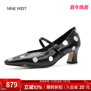 女浅口单鞋 奥莱专供Nine 复古波点一字扣玛丽珍鞋 玖熙法式 West