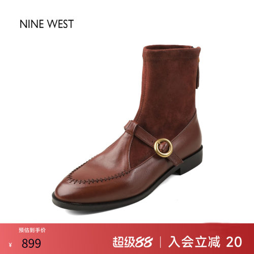 玖熙法式复古牛皮弹力袜靴