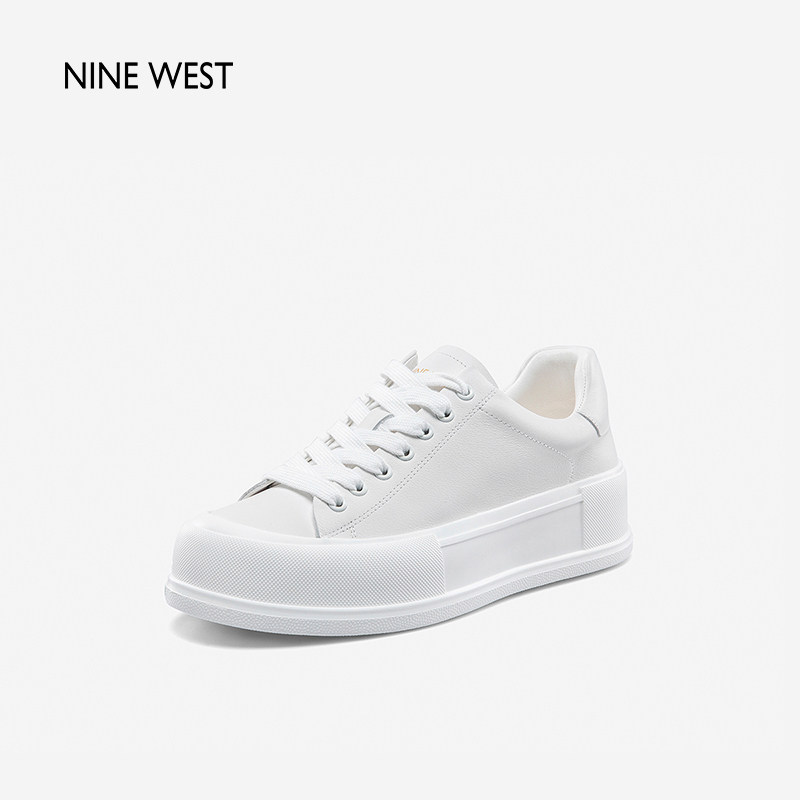 奥莱专供Nine West/玖熙2026新款厚底板鞋女增高休闲鞋时尚小白鞋